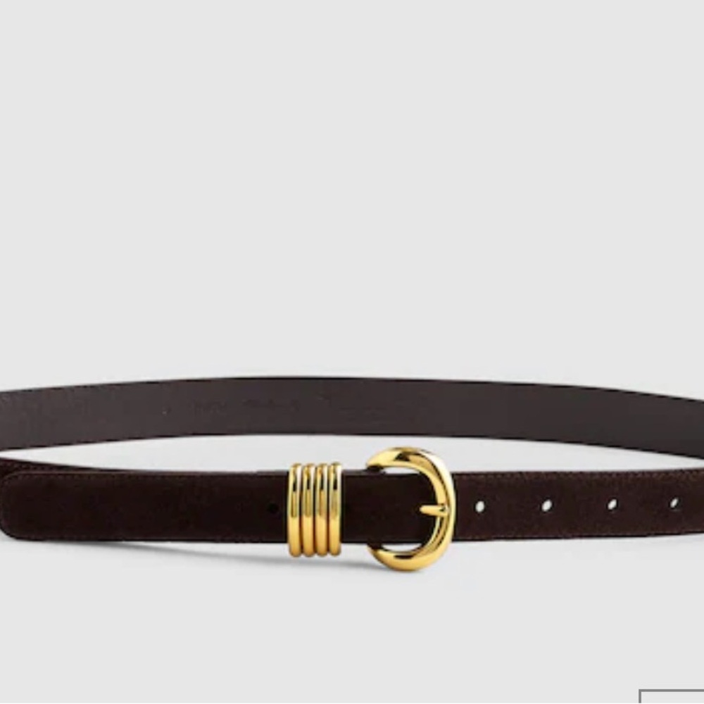 Madewell Dark Brown Belt with Gold Buckle